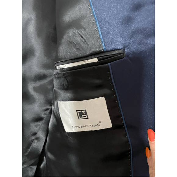 Giovanni Testi Men's 38R Tetron 2 Button Sports Coat Sequins Prom Blue Blazer - Picture 5 of 8